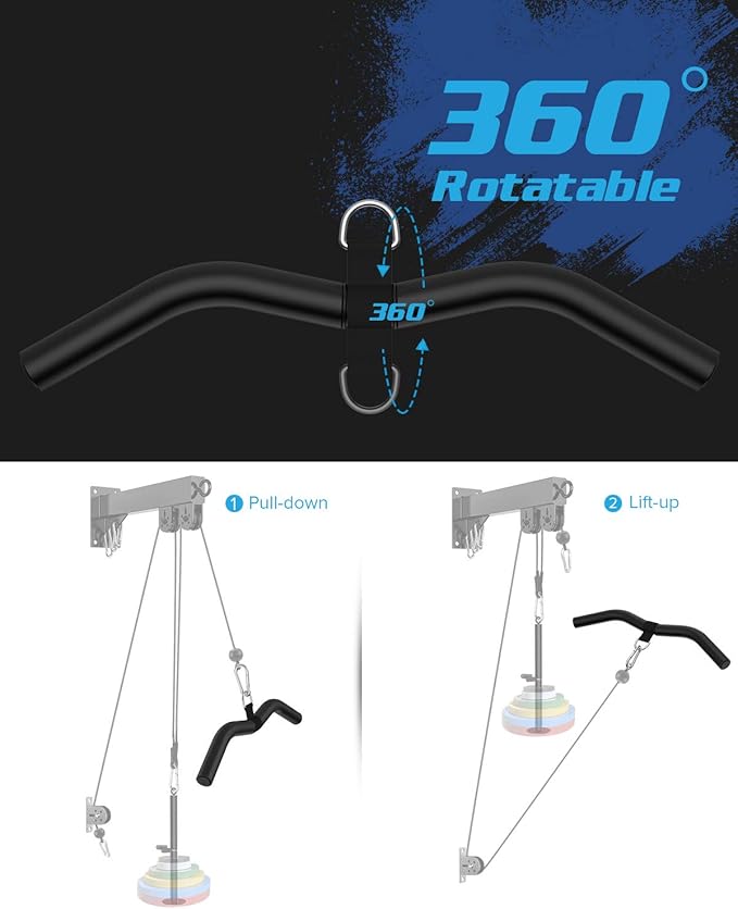 Upgraded LAT Pulldown Bars, 19" LAT Pull Down Bar Attachments for Home Gym, Curl Triceps Press Down Bar Handle LAT Bar Cable Machine Attachment for Pulley System, Rowing LAT Pull Down Bar