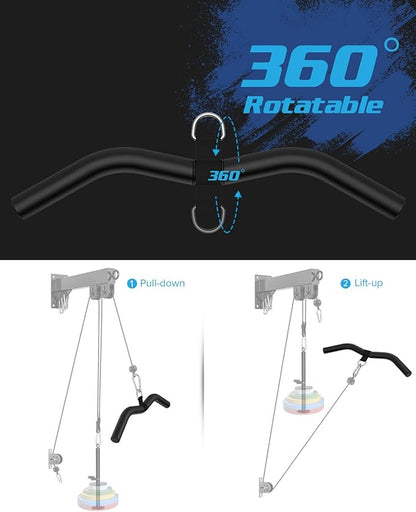 Upgraded LAT Pulldown Bars, 19" LAT Pull Down Bar Attachments for Home Gym, Curl Triceps Press Down Bar Handle LAT Bar Cable Machine Attachment for Pulley System, Rowing LAT Pull Down Bar