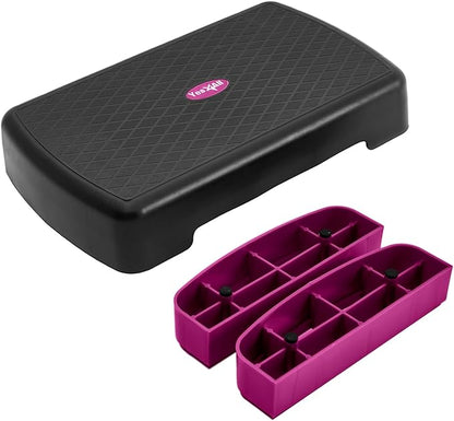 Yes4All 18.9" Aerobic Exercise Step Platform with 2 Risers 3" 5.1" 5.1" for