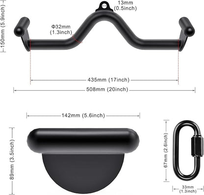 Kipika LAT Pull Down Bars Cable Machine Attachment, Rowing T-bar V-bar Set, Back Strength Training Handle Grips for Cable Machine Rowing Machine, 12" 20" 24" 28" 32" Five Sizes