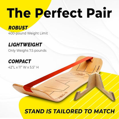 GIBBON GiBoard Balance Board for Adults & Kids - Slackline Workout Equipment Home Gym Training - Wooden Wobble Board Balance Trainer - Standing Desk Exercise - Yoga, Agility, Pilates, Core, Snowboard