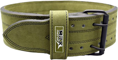 MRX Powerlifting Leather Belt 4" Wide 10mm Thickness 2 Prong