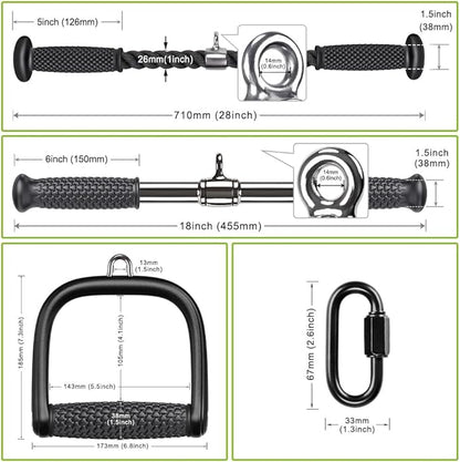 Kipika Tricep Pull Down Attachment, Cable Machine Accessories for Home Gym, Cable Machine Attachments Pulley System Gym, LAT Pull Down Attachment Weight Fitness