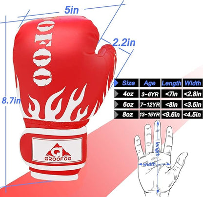 Kids Boxing Gloves 4oz 6oz 8oz Punching Gloves for Kids Youth Traning Gloves for Punching Bag Kickboxing Sparring Muay Thai MMA Fight Gloves