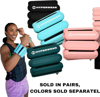 HYPERWEAR Stylish Wrist & Ankle Weights, Adjustable for Women, Walking, Running, Pilates, Yoga, Barre (1 lb Set of 2)