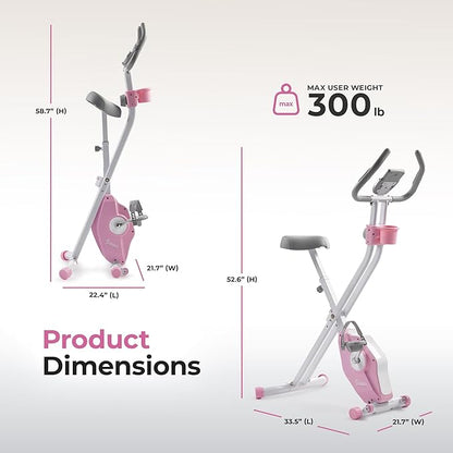 Sunny Health & Fitness Smart Folding X-Bike, Portable Compact Exercise Bike for Indoor Cycling Workout, Home Cardio Training Machine, Free SunnyFit App Bluetooth Connect, Optional Foldable Recumbent