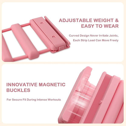 Pilates Wrist Ankle Weights for Women, Adjustable Magnetic Buckle Silicone Weighted Bracelet Wearable Arm & Leg Weights Set for Home Gym, Walking, Yoga, Swimming, Cardio Set of 2 (1Lb Each)