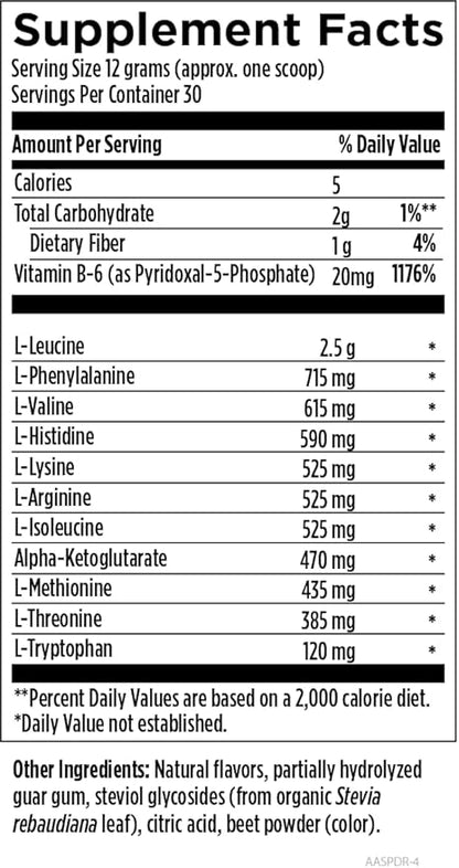 Designs for Health Complete Amino Acid Powder with BCAAs - Amino Acid Supreme, Fruit Punch (30 Servings / 360g)