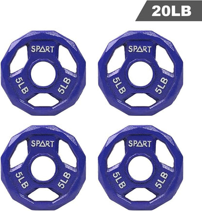 SPART Color Coded Weight Plate 2-Inch Cast Iron 2.5/5/10/15/25/35/45LB, Single/Pair/Set
