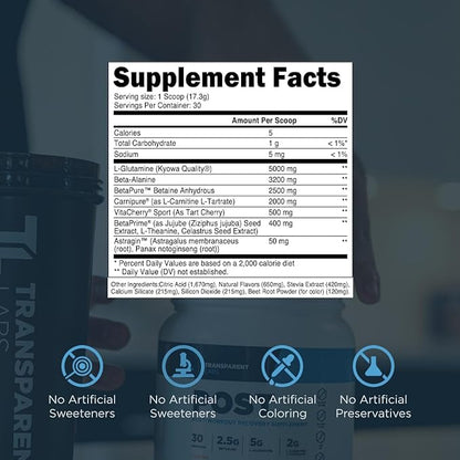 Transparent Labs Post - Post-Workout Recovery Muscle Builder with L-Glutamine, Beta-Alanine and BetaPure Betaine Anhydrous for Muscle Recovery and Muscle Building - 30 Servings, Strawberry Lemonade