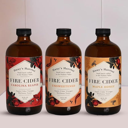 Hany's Harvest Carolina Reaper Fire Cider – 16 fl oz Glass Bottle | All-Natural, Small-Batch, Handcrafted, Non-GMO, Gluten-Free, Immune & Digestive Support