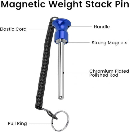 Weight Stack Pin,Universal Magnetic Weight Pin with Pull Rope Strength Training Equipment for Commercial Gym or Home Gym | Pin Insert | Heavy Duty | Health Club Grade Steel Gym Accessories