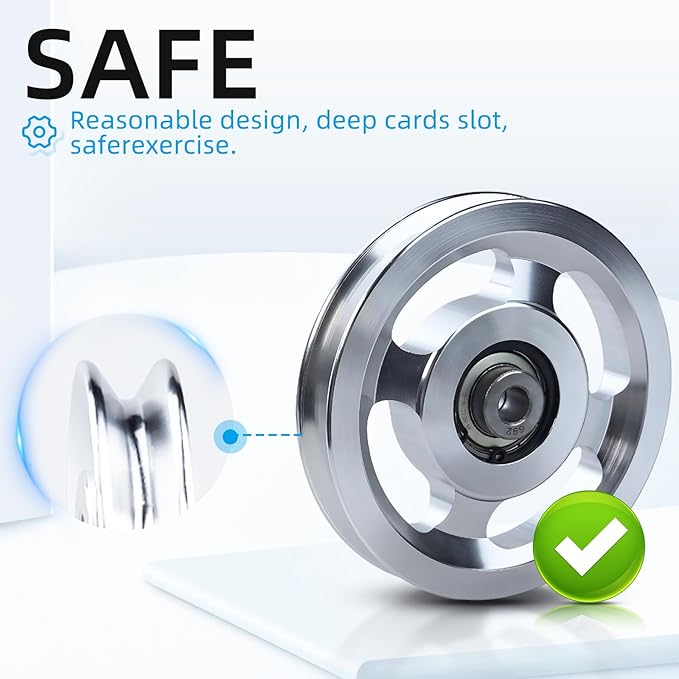 Flylin Aluminum Alloy Bearing Pulley Wheel, Universal Sliver Strength Training Equipment Pulley Wheel Gym Accessory, Fitness Pulley Wheel for Gym Equipment Part Cable Merchine