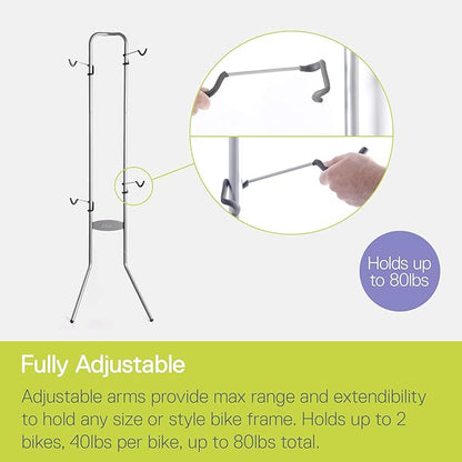Delta Cycle Michelangelo 2 Bike Storage Rack - Gravity Fully Adjustable Bike Rack Garage For Road, MTB, and Hybrid Bicycles - Vertical Bike Rack Holds Up To 80 lbs