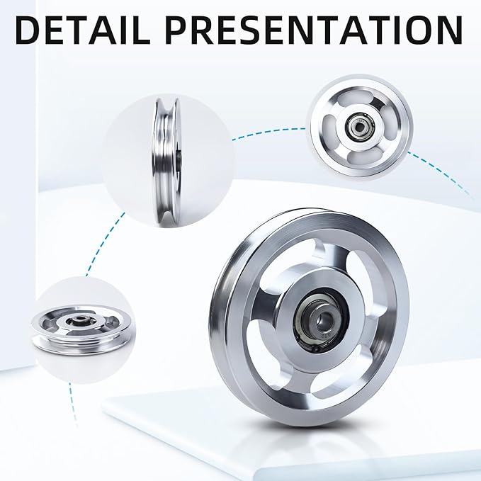 Flylin Aluminum Alloy Bearing Pulley Wheel, Universal Sliver Strength Training Equipment Pulley Wheel Gym Accessory, Fitness Pulley Wheel for Gym Equipment Part Cable Merchine