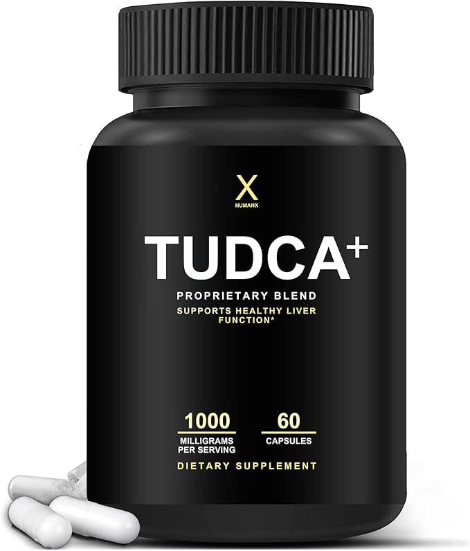 HUMANX TUDCA+ 1000mg (Tauroursodeoxycholic Acid) Powerful Serving Size - Liver Health Aid for Detox and Cleanse - Vegan, Non GMO - USA Made Easy to Swallow Capsules - Tudca Bile Salt Supplement Powder