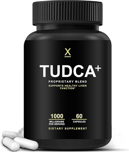 HUMANX TUDCA+ 1000mg (Tauroursodeoxycholic Acid) Powerful Serving Size - Liver Health Aid for Detox and Cleanse - Vegan, Non GMO - USA Made Easy to Swallow Capsules - Tudca Bile Salt Supplement Powder