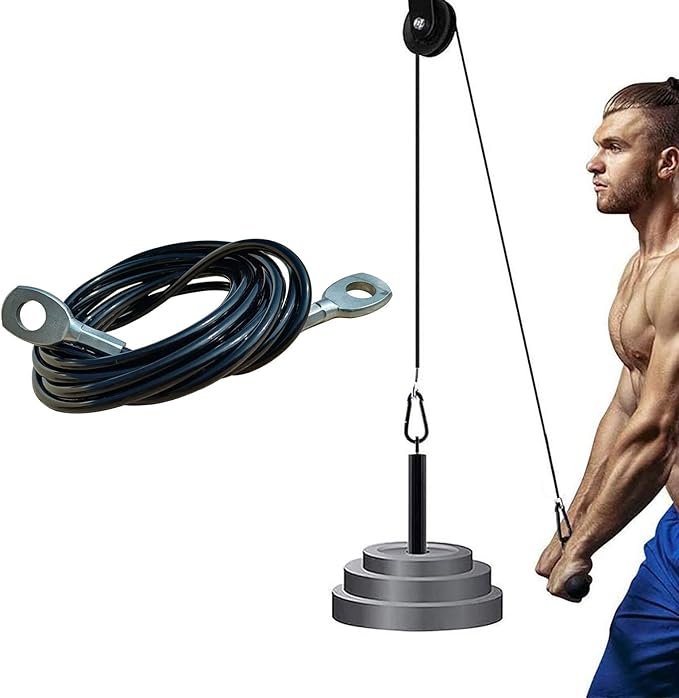 KORIKAHM Fitness Pulley Cable 118/157 / 197/236 Inch, LAT Pulldown Cable Replacement Gym Thick 6mm for Pulley System Cable Machine Accessories, PU Coating Steel Wire Rope with Stopper Ball
