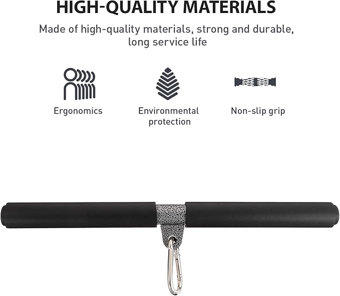 DIY Straight Bar, Bicep Pull With Soft Hand Grips - Weight Machine Accessories for Home Gym Workout