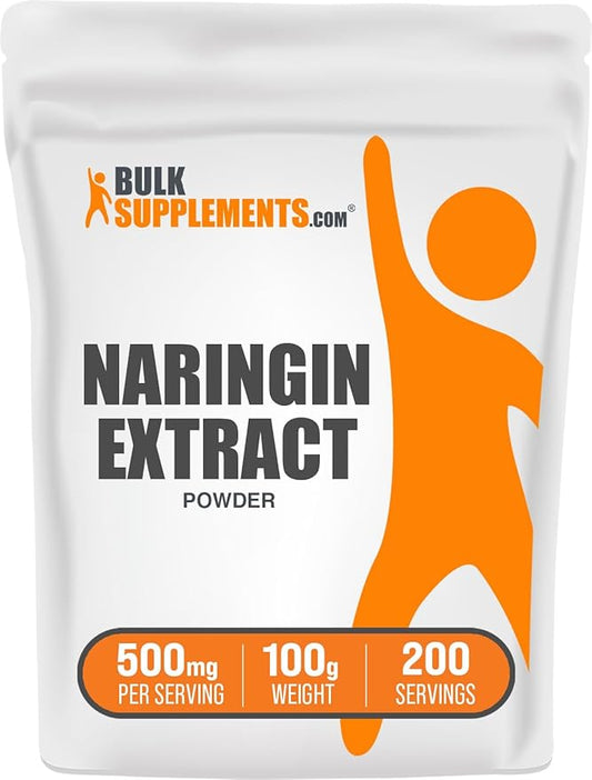 BulkSupplements.com Naringin Extract Powder - Sourced from Citrus Fruit, Naringin Supplement - Herbal Supplement, Gluten Free, 500mg per Serving, 100g (3.5 oz) (Pack of 1)