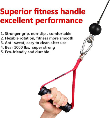 Heavy Duty Gym Exercise Handles Attachment for Cable Machine,Resistance Band,Pulley System Home Fitness Workout Equipment, with Elastic Rubber Grip and 2 Large Carabiners