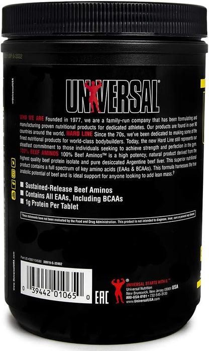 Universal Nutrition - 100% Beef Aminos -3g of Beef Protein Isolate for Recovery and Growth - 200 Tabs