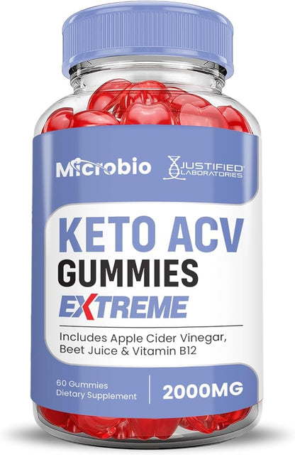 (3 Pack) MIcrobio Keto ACV Gummies Extreme 2000MG Micro Bio Keto Gummies Apple Cider Vinegar Formulated with Pomegranate Beet Juice Powder B12 Vegan Non GMO 180 Gummys