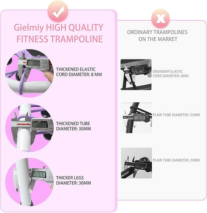 Newan 48'' Fitness Trampoline with Adjustable Handle Bar, Silent Trampoline Bungee Rebounder Jumping Cardio Trainer Workout for Adults - Max Limit 330 lbs