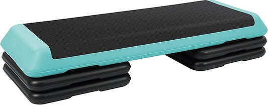 Step Aerobic Platform, Exercise Step with 5 levels Adjustable Height, 4 Stackable Risers, Fitness Training Workout Stepper for Home Gym, Cardio Strength, Multiple Options