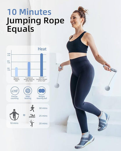 Cordless Jump Rope with Counter - Ropeless Jump 2 In 1 with