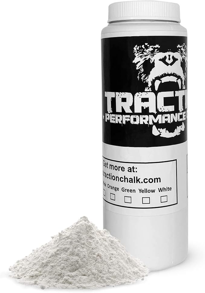 Traction Performance Colored Gym Chalk | Powder Chalk for Gymnastics, Rock Climbing, Weight Lifting & Workouts - Firm Grip Soft Chalk Lifting Powder in Vibrant Colors - Made in USA | 8 oz.