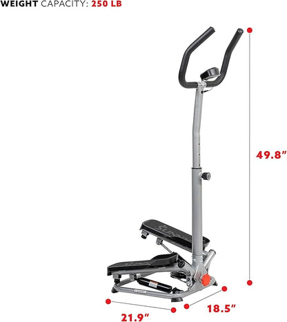 Sunny Health & Fitness Steppers for Exercise at Home Exercising Workout Cardio Climber Thigh Space Squat Twist Stepper Advanced Twisted Resistance Band Step with Optional Free SunnyFit App Connection