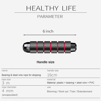 Skipping Rope with Ball Bearings Rapid Speed Adjustable 6” Memory