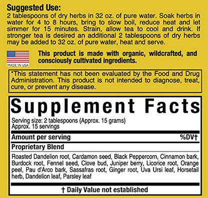 Liver Detox Tea by SpeedyVite | Organic | Cleanses, Supports Liver, Gallbladder Health with Dandelion Root, Dandelion Leaf, Fennel, PAU d' Arco bark, Sassafras, Ginger