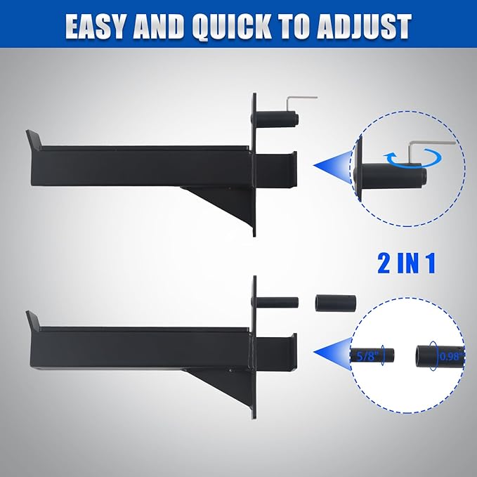 Barbell Safety Catches Squat Rack Safety Arm Spotter 2x2 Power 1" or 5/8" Hole