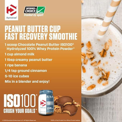 Dymatize ISO 100 Whey Protein Powder with 25g of Hydrolyzed 100% Whey Isolate, Chocolate Peanut Butter, 5 Pound