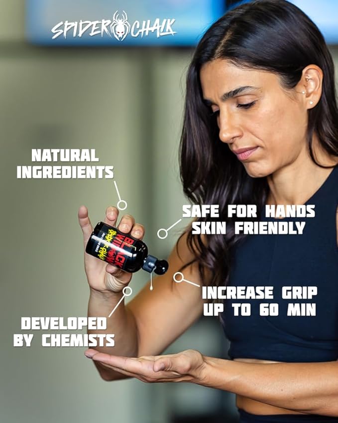 SPIDER CHALK Black Widow Liquid Chalk No Mess Weightlifting Gym Chalk, Lab-Grade, Skin-Friendly Safe Ingredients, Made in The USA
