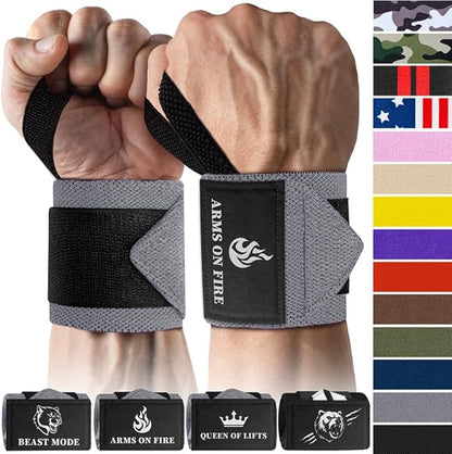 TECEUM Weightlifting 18" & 12" Wrist Wraps with Thumb Loop – Heavy Duty Wrist Workout Braces for Men and Women – Ideal for Powerlifting, Strength Training, Bodybuilding