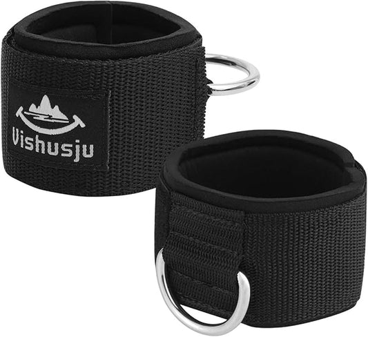 Ankle Wrist Cuffs Neoprene Padded Straps D-Ring Glute Kickback for Cable Machines Legs Exercise Adjustable Fitness