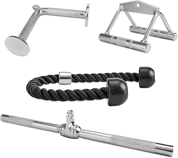 Tricep Press Down Cable Attachment, LAT Pulldown Attachment, Weight Machine Accessories, V Handle with Rotation, Tricep Rope, Rotating Bar, V-Shaped Bar, Multiple Options