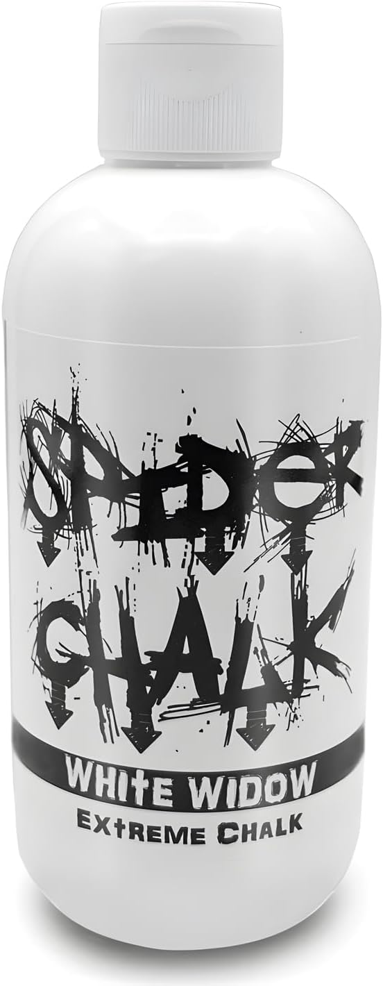 SPIDER CHALK 8oz White Widow Extreme Liquid Chalk, Dry Hands, Better Grip for Gym, Powerlifting, Weightlifting - Skin Friendly, Made in The USA