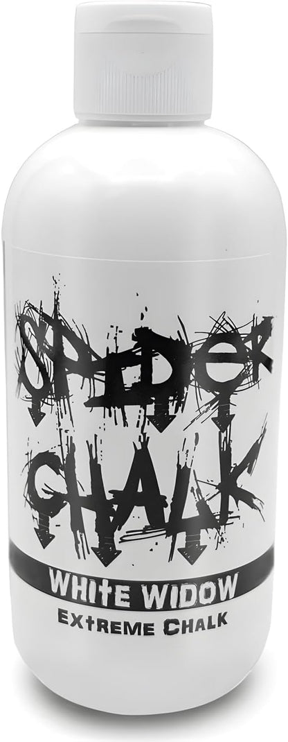 SPIDER CHALK 8oz White Widow Extreme Liquid Chalk, Dry Hands, Better Grip for Gym, Powerlifting, Weightlifting - Skin Friendly, Made in The USA