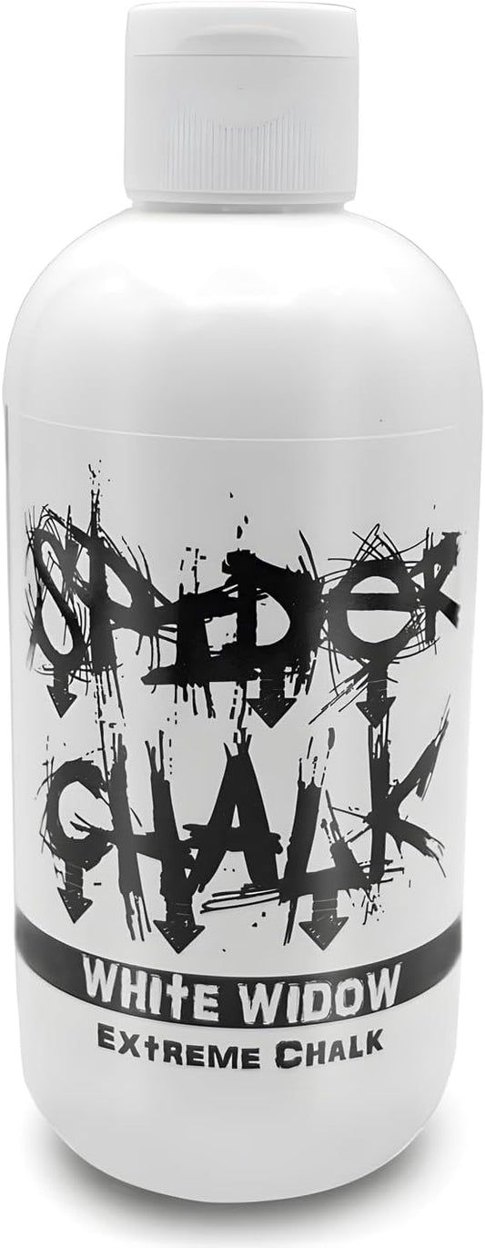 SPIDER CHALK 8oz White Widow Extreme Liquid Chalk, Dry Hands, Better Grip for Gym, Powerlifting, Weightlifting - Skin Friendly, Made in The USA