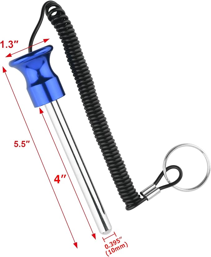 Cosmos Gym Weight Stack Pin Universal Replacement Selector Lock Pin Detent Hitch Pin, Tensile 3/8" Dia. & 4" Locking Space with Lanyard, for Gym Equipment Machine Weight Plate