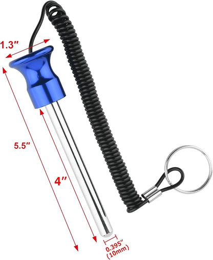 Cosmos Gym Weight Stack Pin Universal Replacement Selector Lock Pin Detent Hitch Pin, Tensile 3/8" Dia. & 4" Locking Space with Lanyard, for Gym Equipment Machine Weight Plate