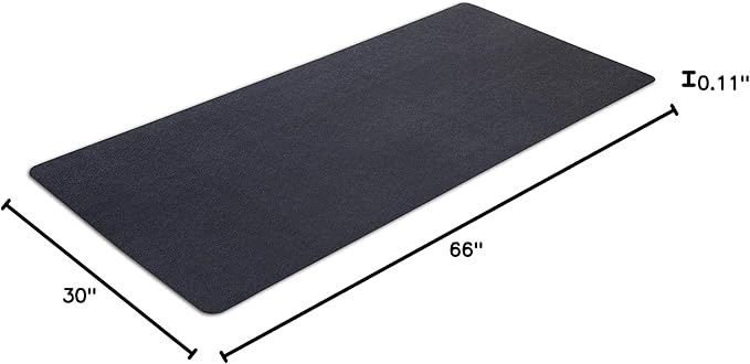 Exercise Equipment Mat for Under Treadmill 30" x 66", Black
