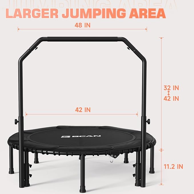 BCAN 450/550 LBS Foldable Mini Trampoline 40"/48"/50" Fitness