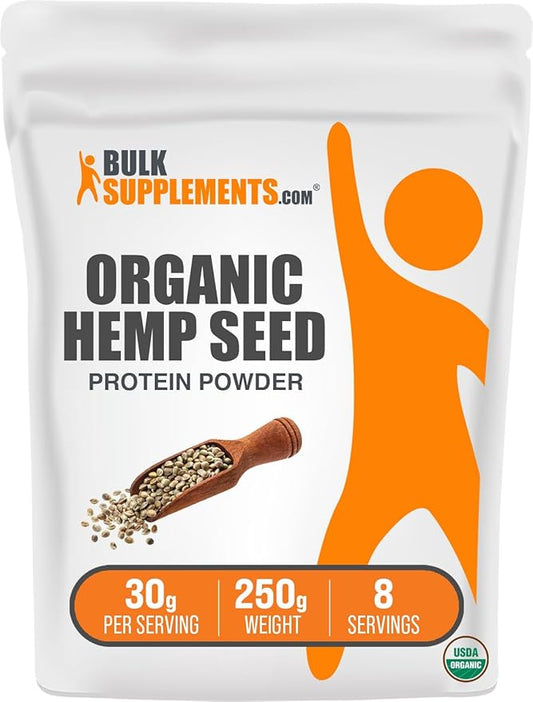 BulkSupplements.com Organic Hemp Seed Powder - Vegan Protein Powder - Unsweetened Protein Powder - Superfood Protein Powder (250 Grams - 8.8 oz)