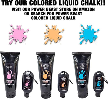 POWER BEAST Liquid Chalk, 2 Bottles Combo of 200 + 50 ML, Liquid Sports Chalk, Free Professional Hand Grip for Gym, Weightlifting, Rock Climbing, Gymnastics, Crossfit, Powerlifting, Pole Dance.