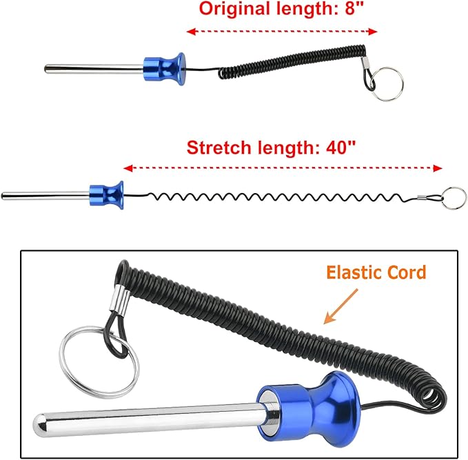 Cosmos Gym Weight Stack Pin Universal Replacement Selector Lock Pin Detent Hitch Pin, Tensile 3/8" Dia. & 4" Locking Space with Lanyard, for Gym Equipment Machine Weight Plate